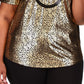 Camiseta feminina Michael Kors com estampa de logotipo metálico, cinza, tamanho 0X