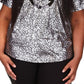 Camiseta feminina Michael Kors com estampa de logotipo metálico, cinza, tamanho 1X