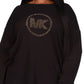 Camiseta feminina Michael Kors com logo de strass e malha waffle, preta