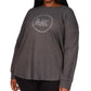 Camiseta feminina Michael Kors com logo de strass e malha waffle, cinza, tamanho 3X
