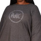 Camiseta feminina Michael Kors com logo de strass e malha waffle, cinza, tamanho 3X