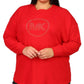 Camiseta feminina Michael Kors com logo de strass e malha waffle, vermelha, tamanho 2X