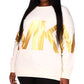 Moletom feminino exclusivo Michael Kors com logotipo plus size, branco, tamanho 3X