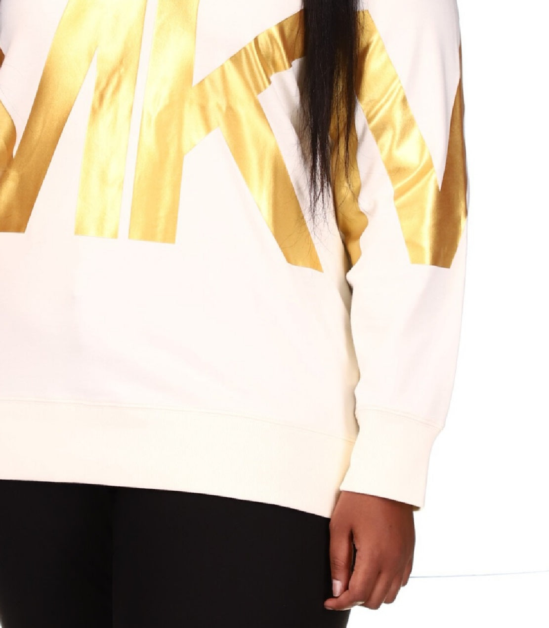 Moletom feminino exclusivo Michael Kors com logotipo plus size, branco, tamanho 3X