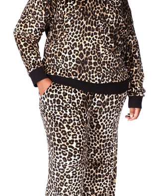 Blusa feminina Michael Kors com estampa animal e ombros de fora em veludo marrom, tamanho 1X