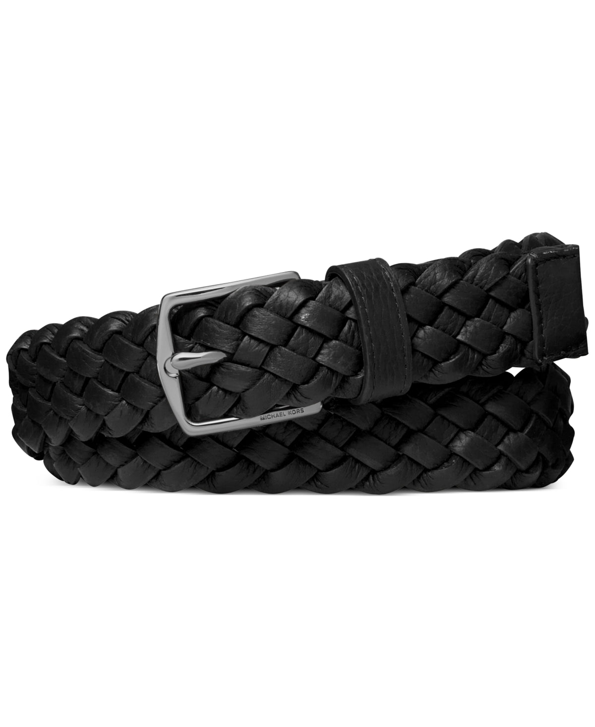 Cinto social masculino Michael Kors em couro trançado, preto, tamanho 32