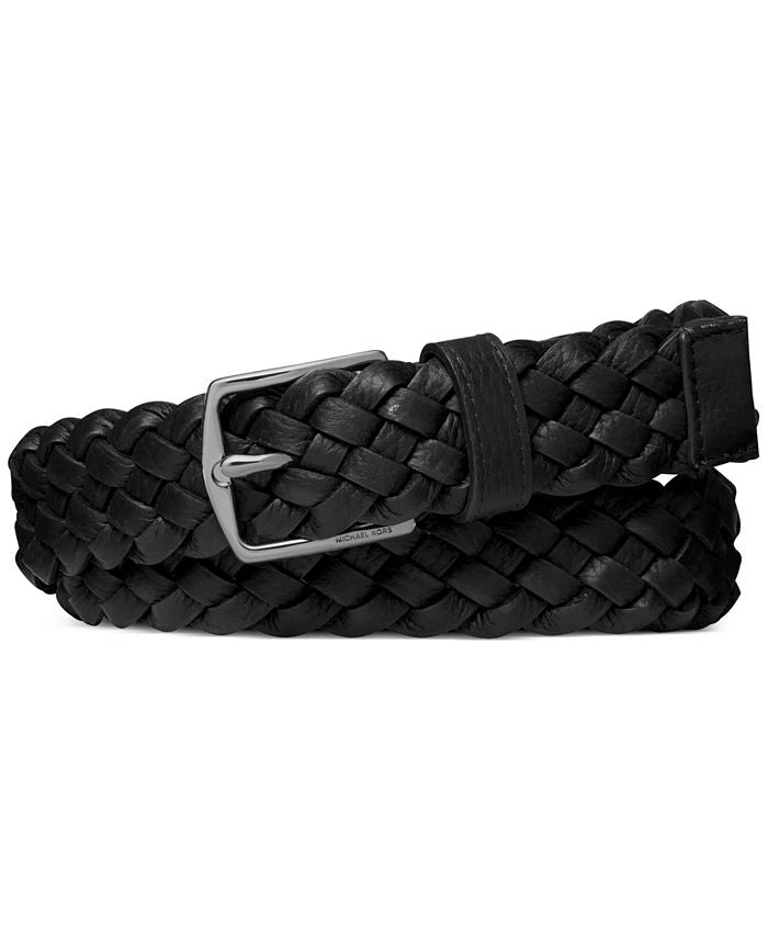 Cinto social masculino Michael Kors em couro trançado, preto, tamanho 34