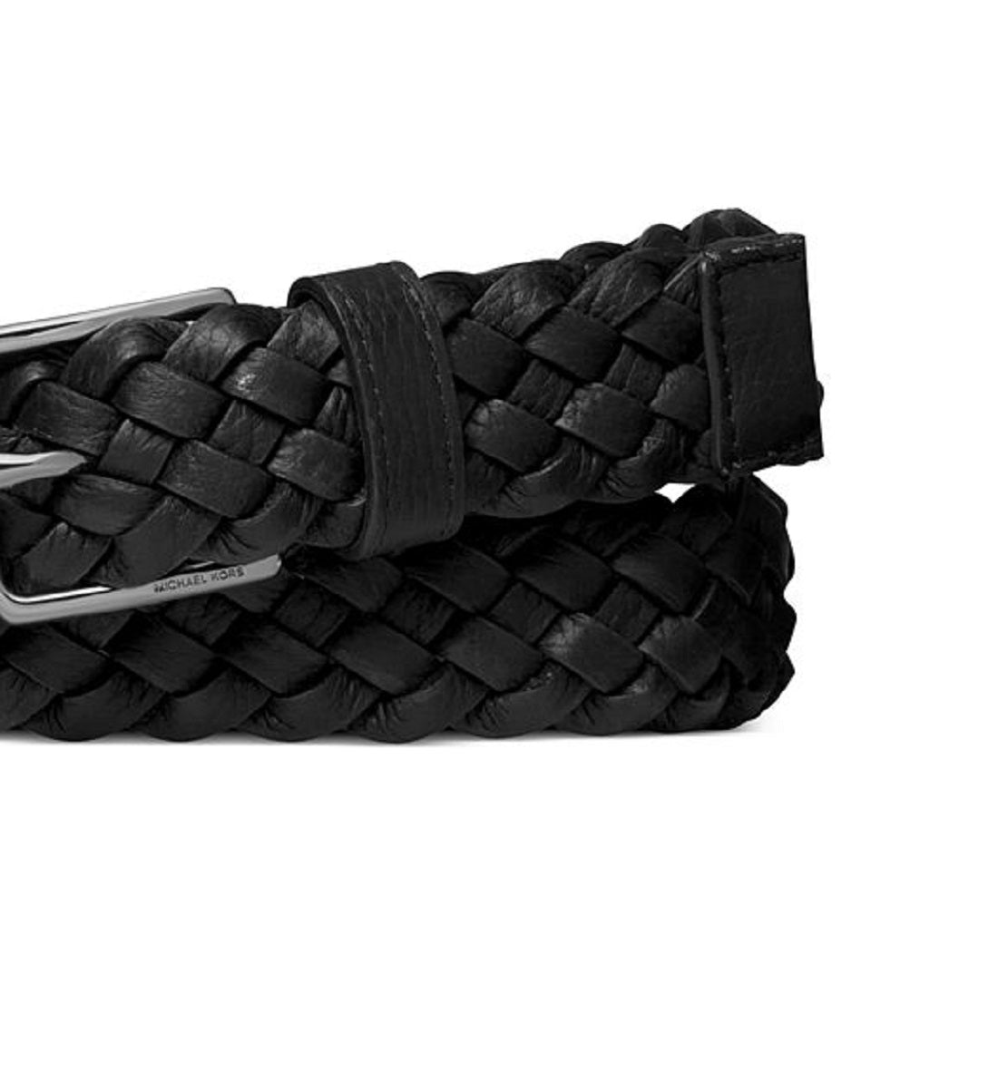 Cinto social masculino Michael Kors em couro trançado, preto, tamanho 34