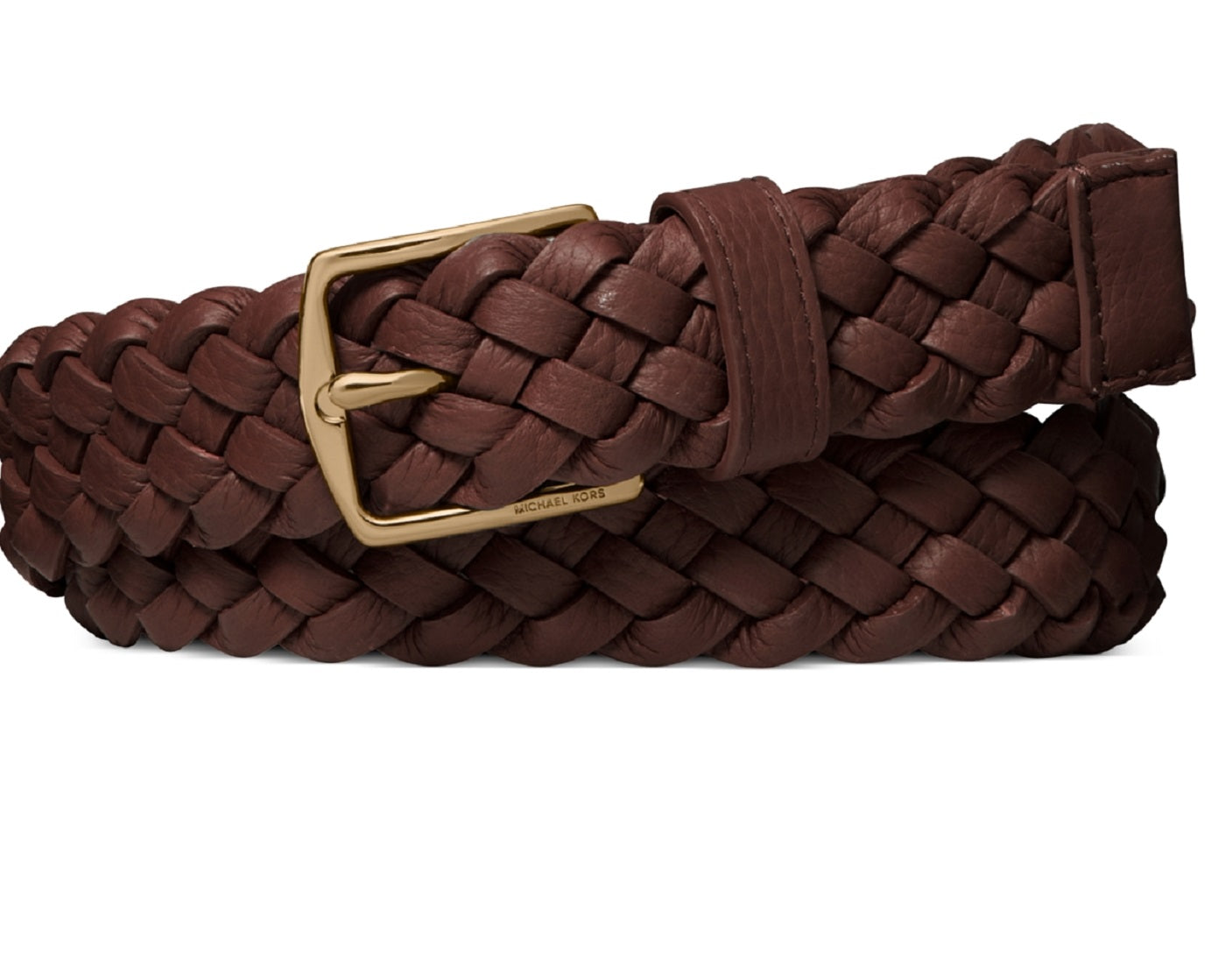 Cinto social masculino Michael Kors em couro trançado, marrom, tamanho 30