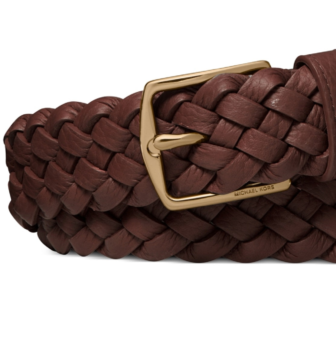 Cinto social masculino Michael Kors em couro trançado, marrom, tamanho 30