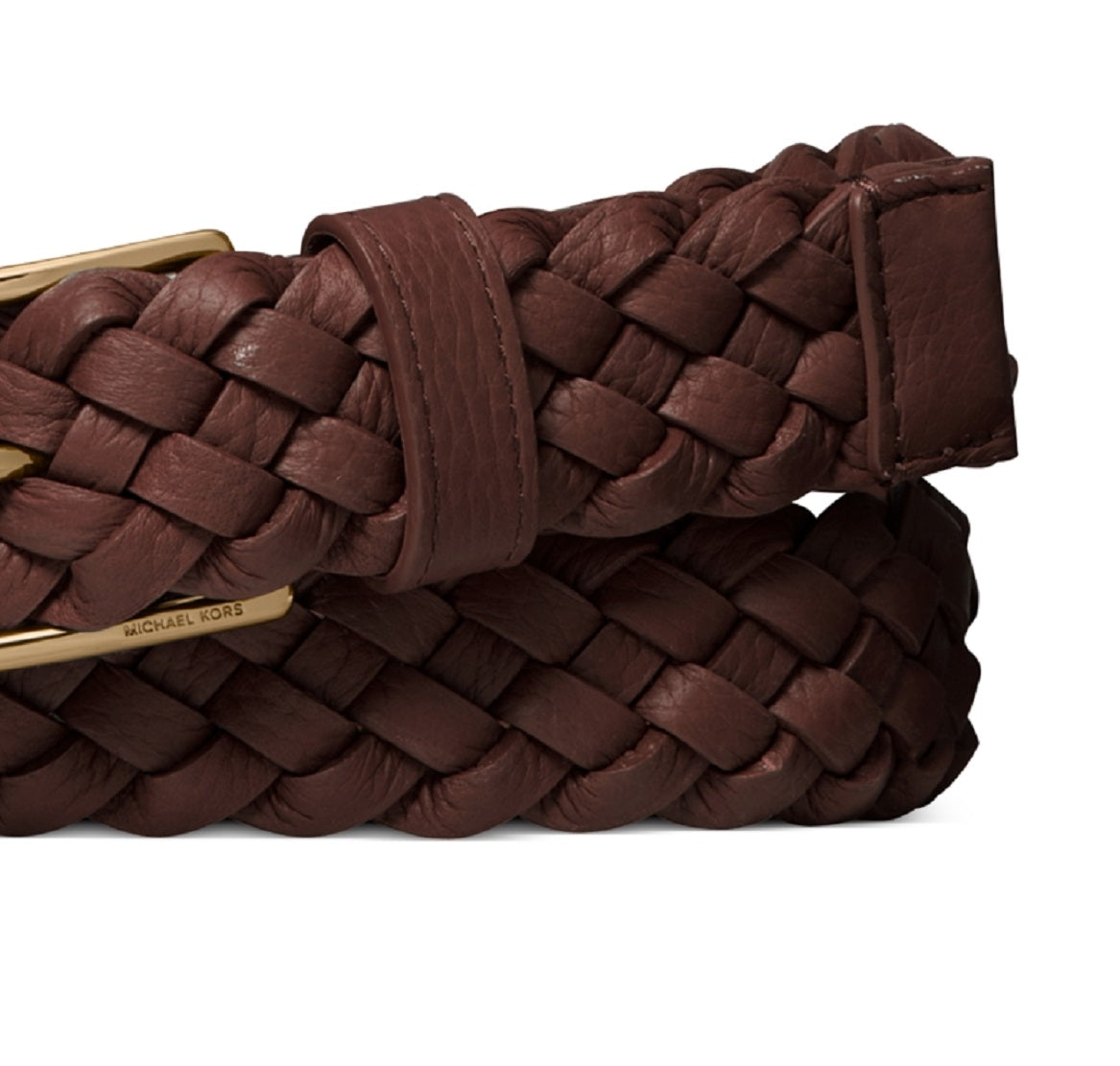 Cinto social masculino Michael Kors em couro trançado, marrom, tamanho 30