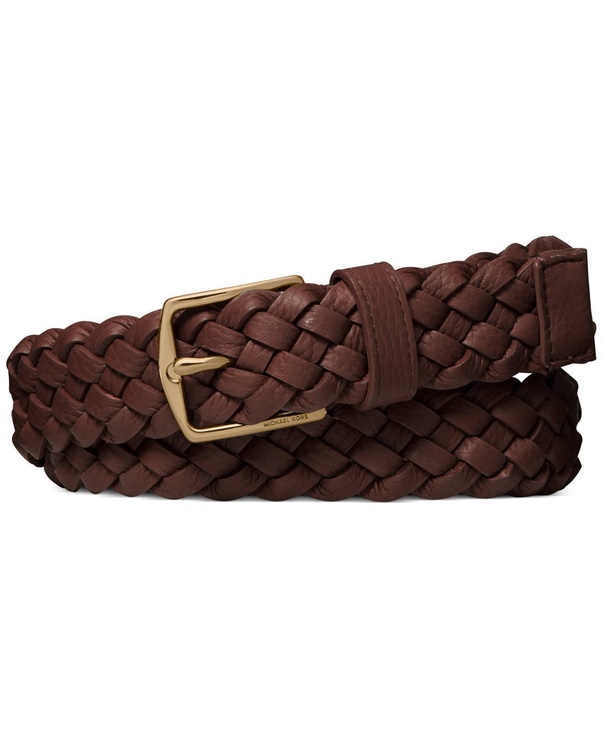 Cinto social masculino Michael Kors em couro trançado, marrom, tamanho 34