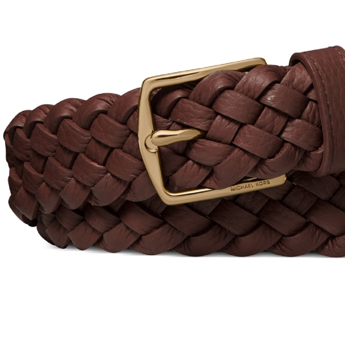 Cinto social masculino Michael Kors em couro trançado, marrom, tamanho 34
