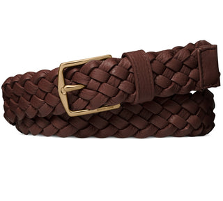 Cinto social masculino Michael Kors em couro trançado, marrom, tamanho 36