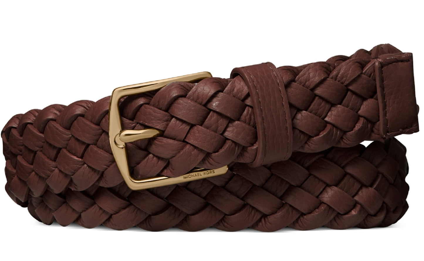 Cinto social masculino Michael Kors em couro trançado, marrom, tamanho 36