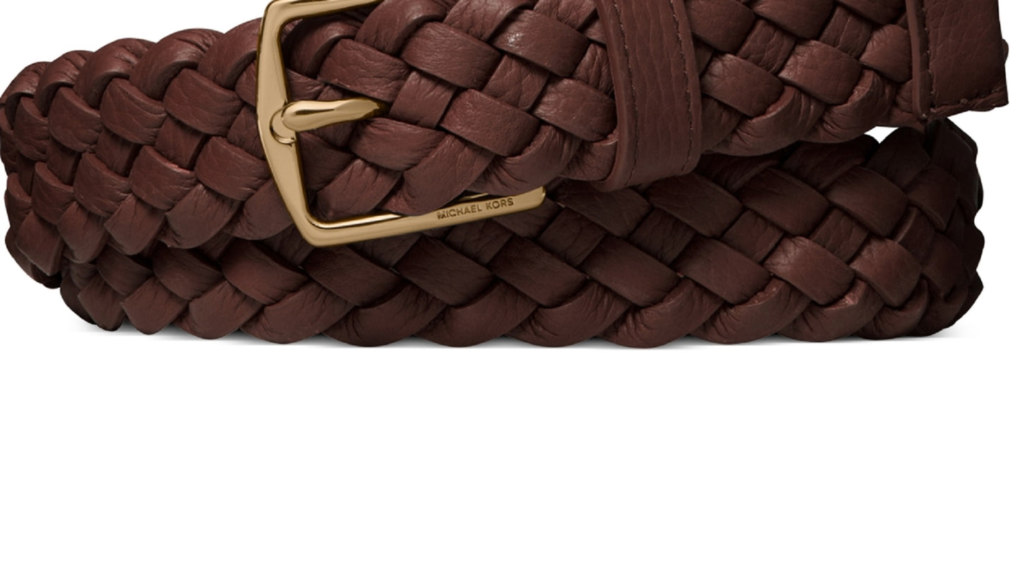 Cinto social masculino Michael Kors em couro trançado, marrom, tamanho 36