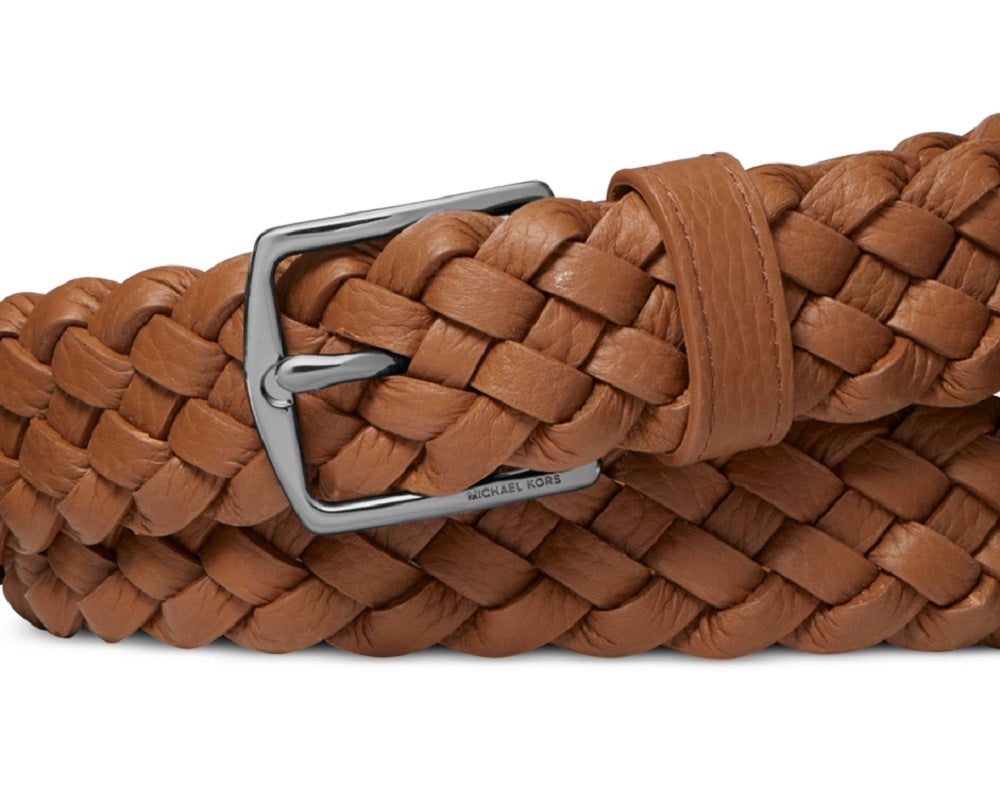 Cinto social masculino Michael Kors em couro trançado, marrom, tamanho 40