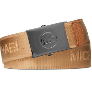 Cinto deslizante com fita de logotipo Michael Kors masculino marrom tamanho 30