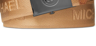 Cinto deslizante com fita de logotipo Michael Kors masculino marrom tamanho 30