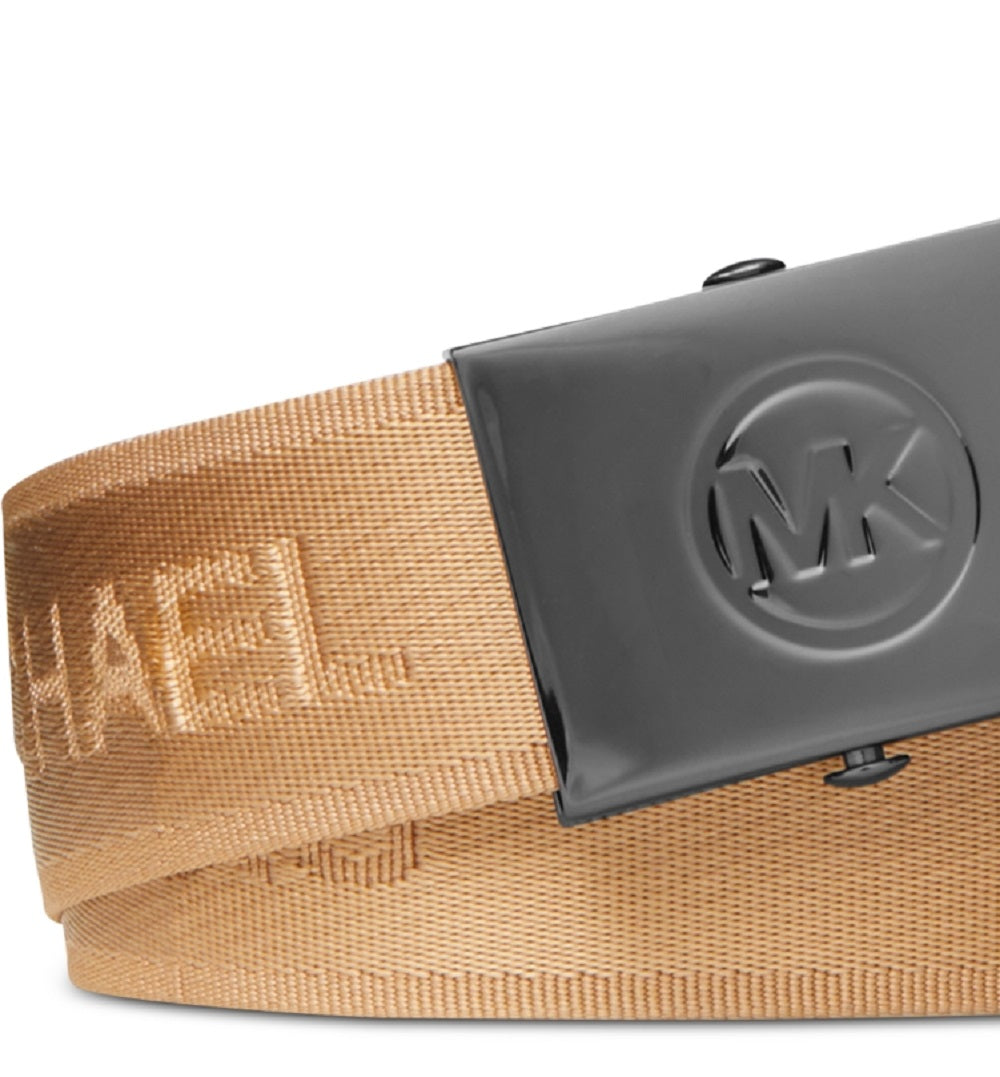 Cinto deslizante com fita de logotipo Michael Kors masculino marrom tamanho 32