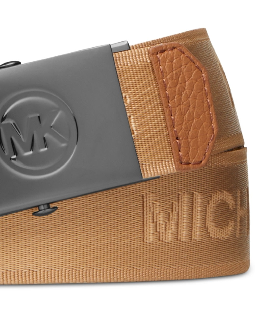 Cinto deslizante com fita de logotipo Michael Kors masculino marrom tamanho 32