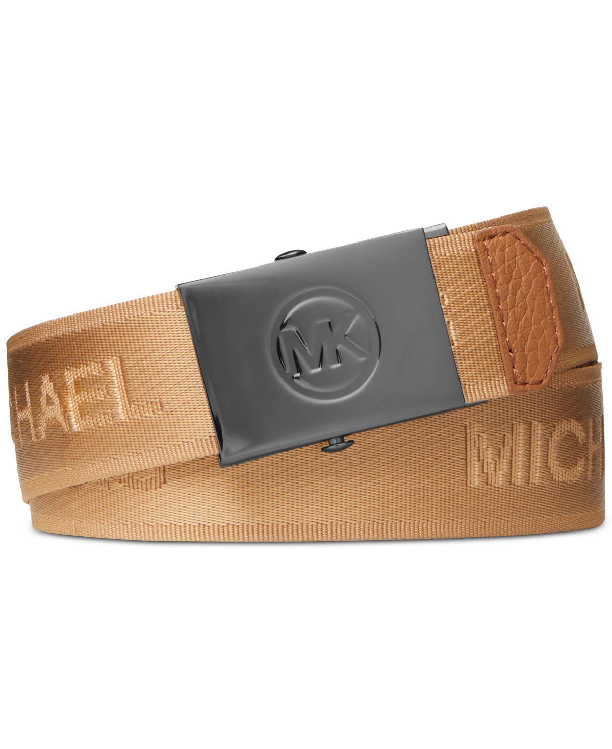 Cinto deslizante com fita de logotipo Michael Kors masculino marrom tamanho 32