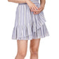 Vestido envelope falso listrado de manga curta feminino Michael Kors, azul, tamanho médio