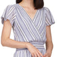 Vestido envelope falso listrado de manga curta feminino Michael Kors, azul, tamanho médio