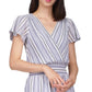 Vestido envelope falso listrado de manga curta feminino Michael Kors, azul