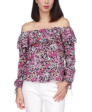 Blusa floral camponesa feminina Michael Kors rosa tamanho pequeno