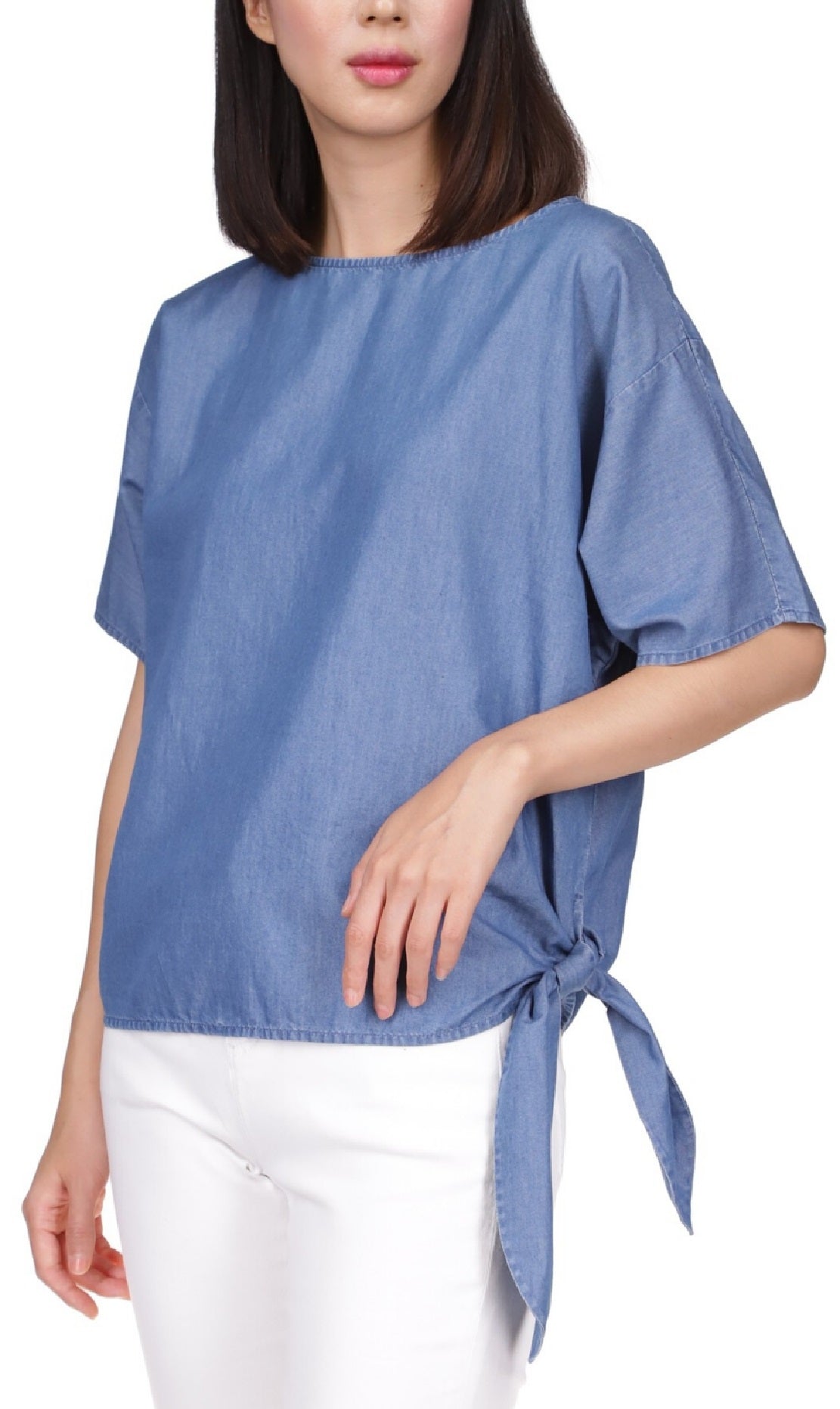 Top feminino Michael Kors com amarração lateral, azul, tamanho pequeno