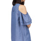 Blusa feminina Michael Kors com mangas em camadas e ombros descobertos, azul, tamanho extragrande