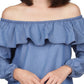 Blusa feminina Michael Kors com babados e ombros de fora, azul