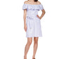 Vestido feminino Michael Kors com decote ombro a ombro e alças largas, azul, tamanho pequeno