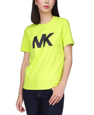 Camiseta feminina com logotipo Michael Kors, verde, tamanho pequeno