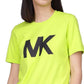 Camiseta feminina com logotipo Michael Kors, verde, tamanho pequeno