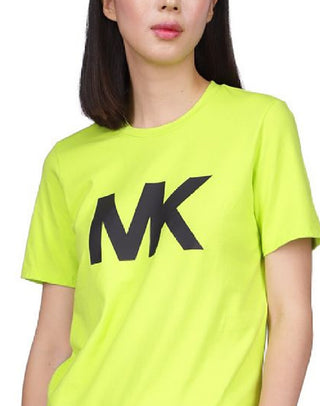 Camiseta feminina com logotipo Michael Kors, verde, tamanho pequeno