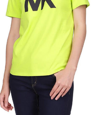 Camiseta feminina com logotipo Michael Kors, verde, tamanho pequeno