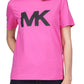Camiseta feminina com logo Michael Kors, rosa, tamanho pequeno