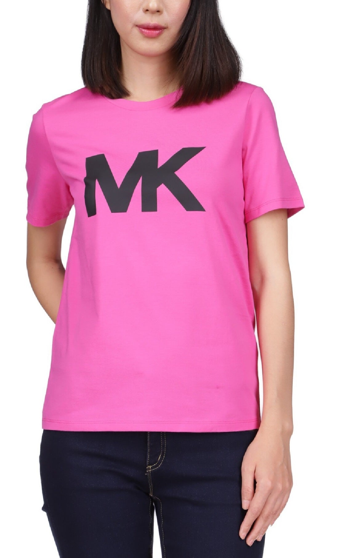 Camiseta feminina com logo Michael Kors, rosa, tamanho pequeno