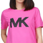 Camiseta feminina com logo Michael Kors, rosa, tamanho pequeno