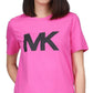 Camiseta feminina com logotipo Michael Kors rosa tamanho extragrande