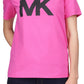 Camiseta feminina com logotipo Michael Kors rosa tamanho extragrande
