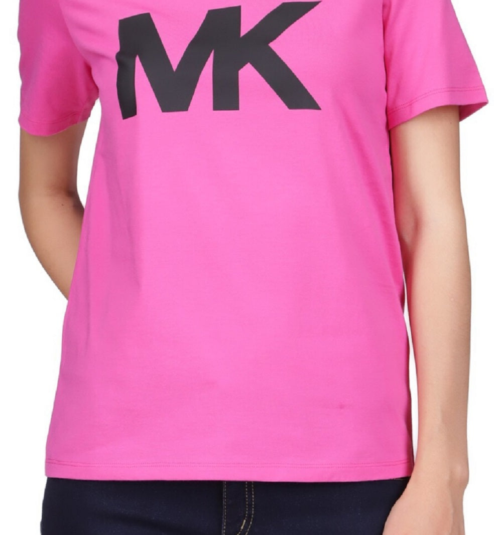 Camiseta feminina com logotipo Michael Kors rosa tamanho extragrande