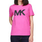 Camiseta feminina com logotipo Michael Kors rosa tamanho extragrande