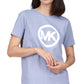 Camiseta feminina Michael Kors com logotipo de algodão, azul, tamanho grande