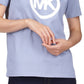 Camiseta feminina Michael Kors com logotipo de algodão, azul, tamanho grande