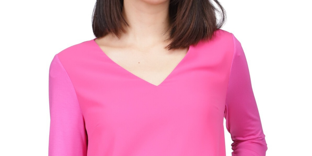 Blusa feminina Michael Kors em camadas, rosa, tamanho médio