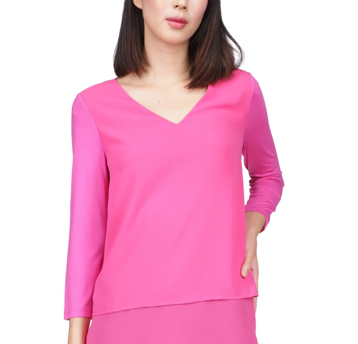 Blusa feminina Michael Kors em camadas rosa tamanho grande