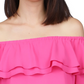 Blusa feminina Michael Kors Petite com babados e ombros de fora, rosa, tamanho pequeno médio
